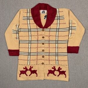 NEW Storybook Knits Cardigan Sweater Deer Buck Christmas Holiday Size L Limited